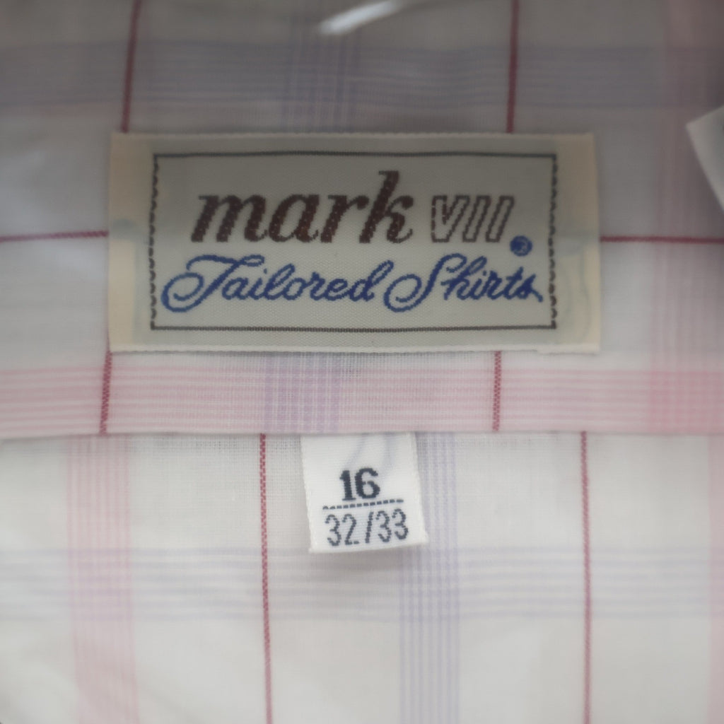 Mark VII Tailored Dress Shirt Mens 16 32/33 Vintage Plaid White Red Blue NOS - take2supply
