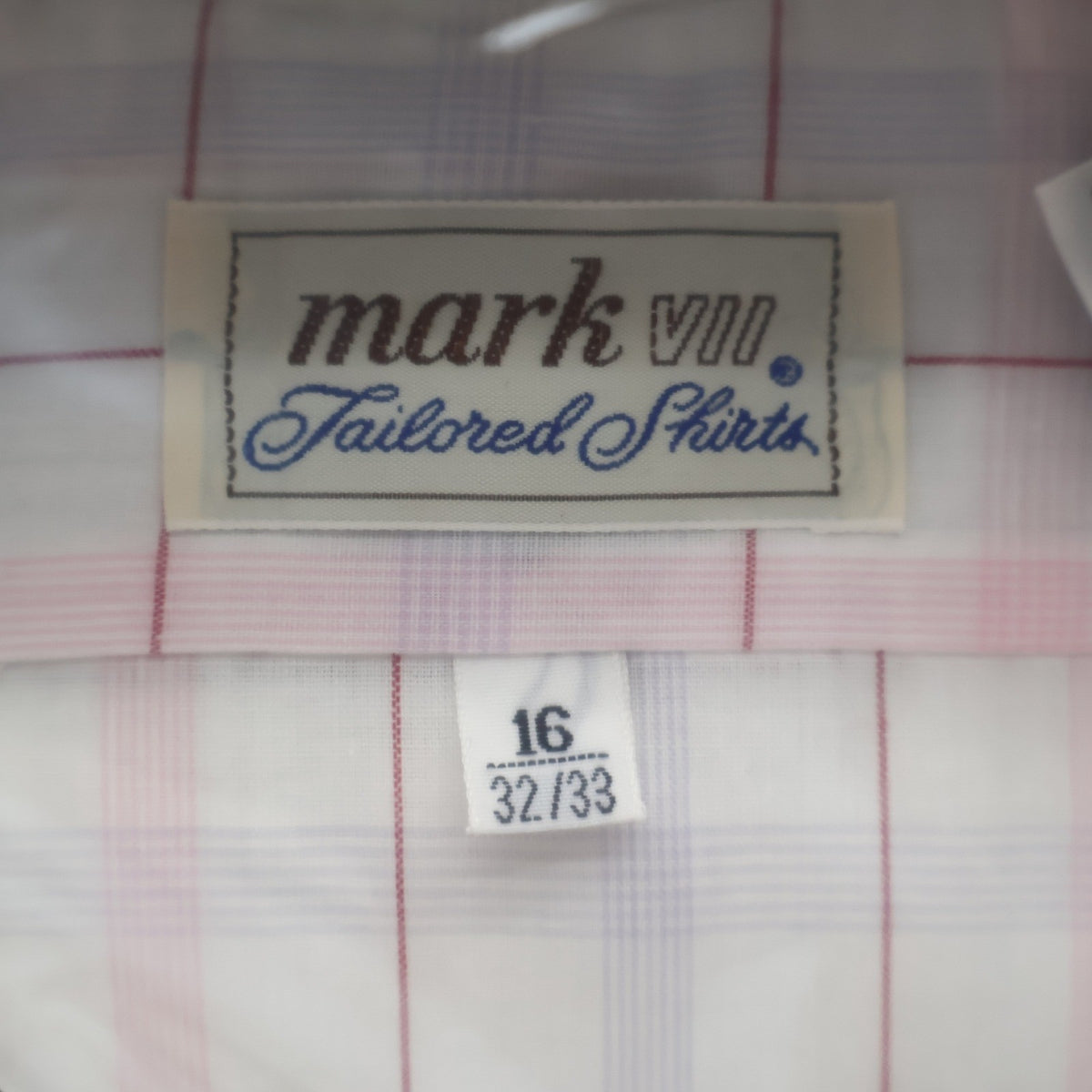 Mark VII Tailored Dress Shirt Mens 16 32/33 Vintage Plaid White Red Blue NOS - take2supply