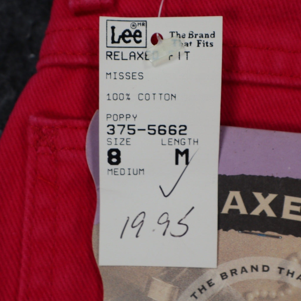 Lee Relaxed Fit Shorts Womens 8 Medium Vintage 90s Poppy Red Cotton Made in USA - take2supply