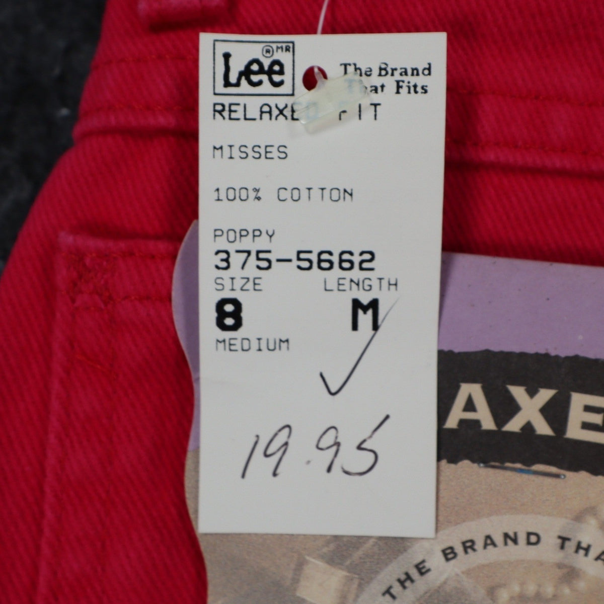 Lee Relaxed Fit Shorts Womens 8 Medium Vintage 90s Poppy Red Cotton Made in USA - take2supply
