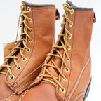 Tuff-Welt Work Boots Mens 7 Vintage Brown Full Grain Leather Moc Toe USA 332 - take2supply