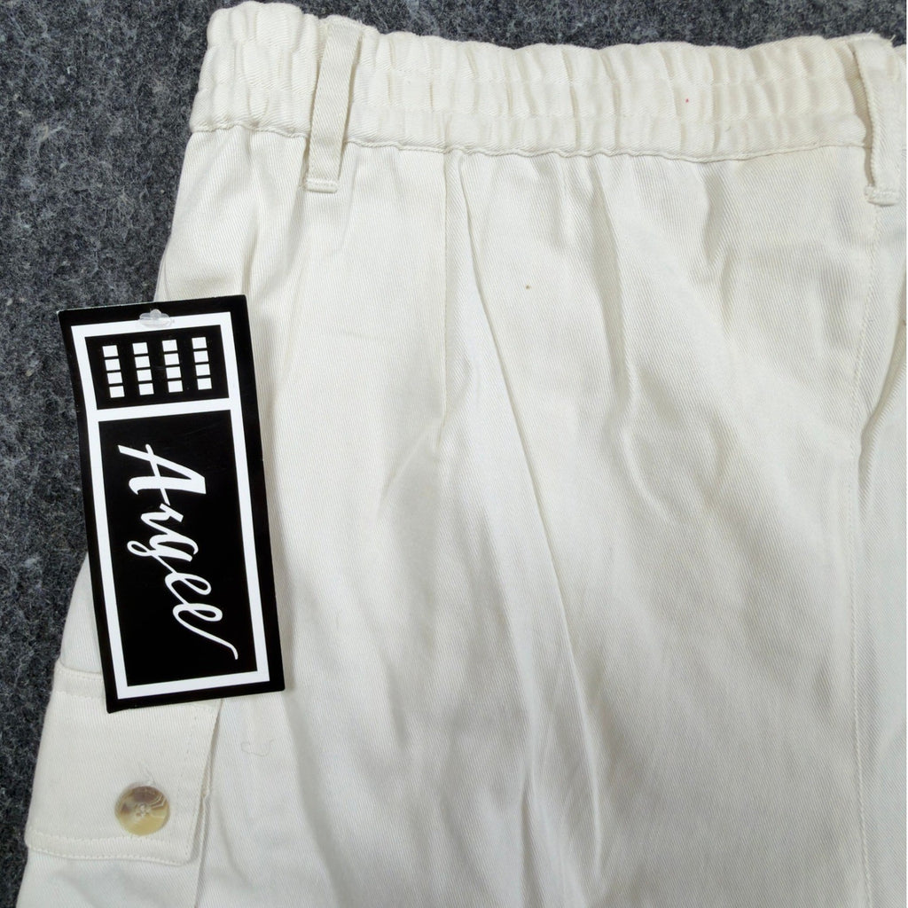 Argee Vintage 90s Cargo Shorts Womens M Ivory Cotton Deadstock NWT - take2supply