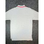 Vintage Cotton Deluxe Casuals Polo Shirt Mens Large Gray Red ZigZag Collar 90s - take2supply