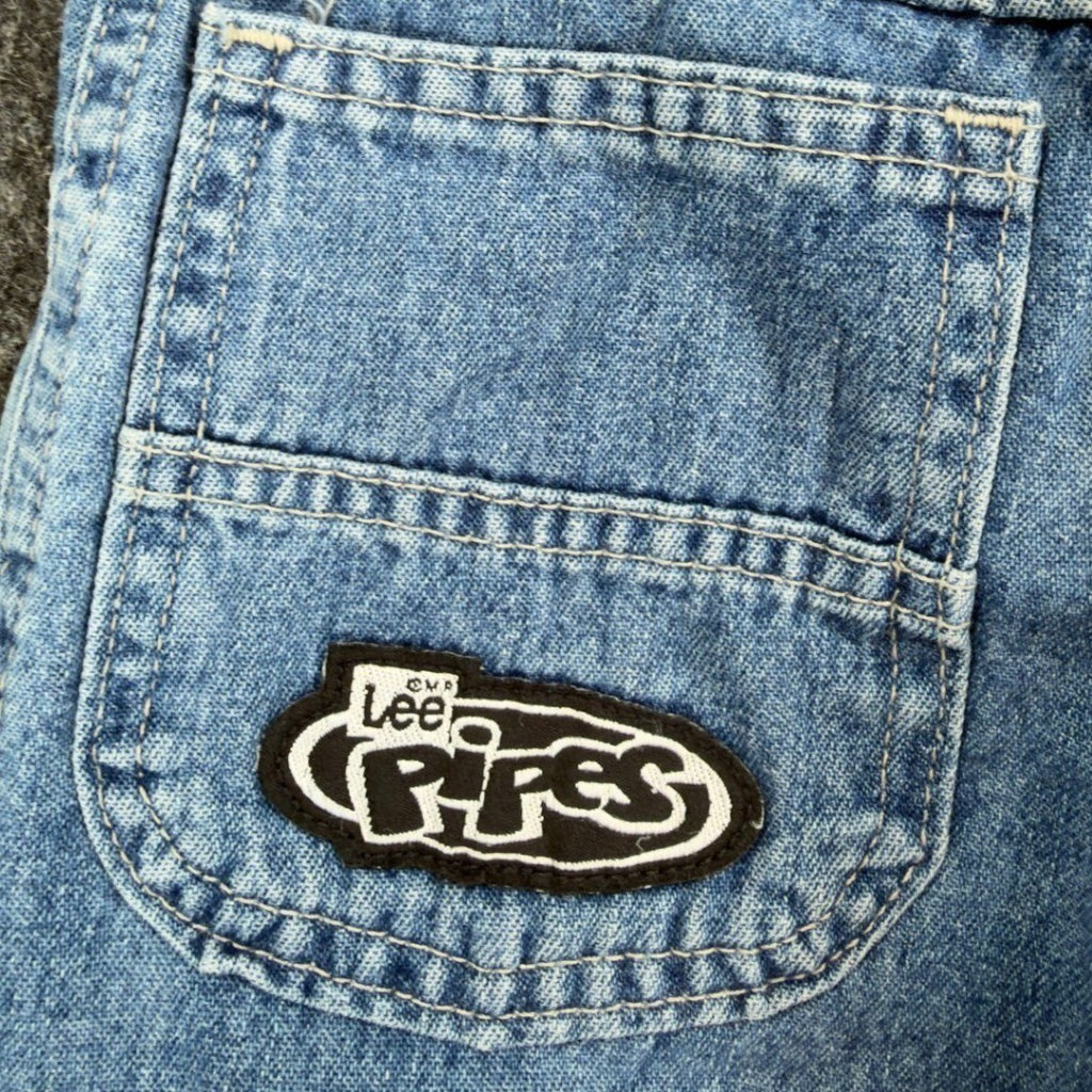 Lee Pipes Vintage 90s Cargo Jeans Boys 5 Reg Wide Leg NOS NWT Light Wash - take2supply