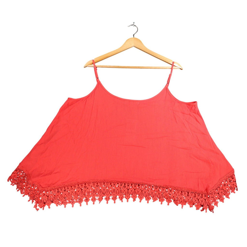 Jolt Cami Tank Top Womens Large Red Rayon Crochet Lace Trim Flowy JW1762DXQ - take2supply