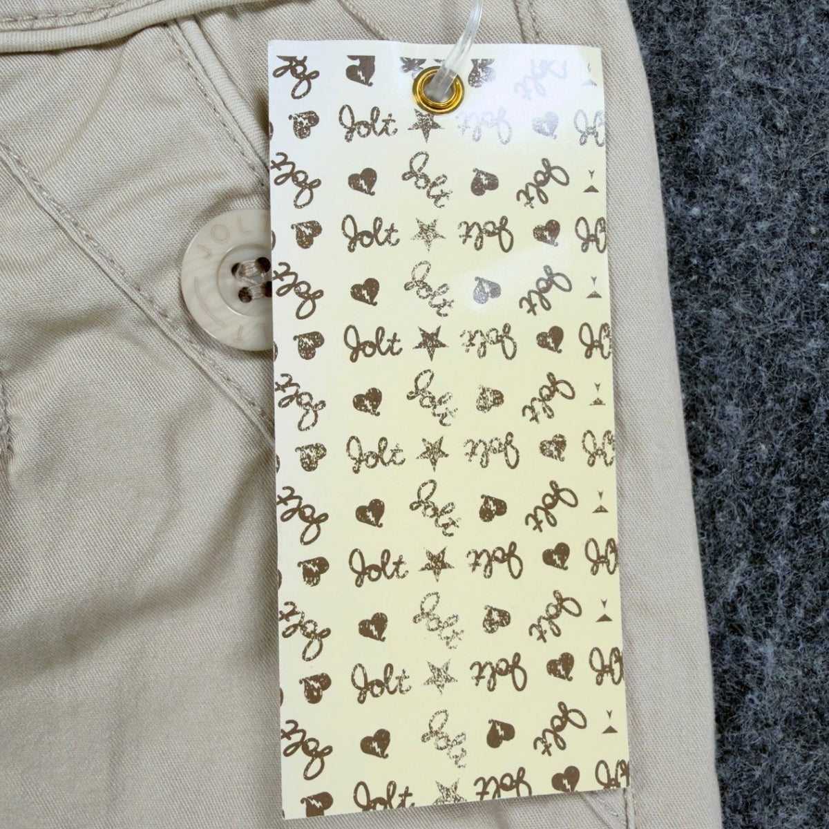 Jolt Y2K Bermuda Shorts Girls 10 Tan Khaki Cotton Stretch NWT Deadstock - take2supply