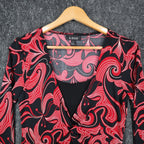 A. Byer Top Womens Small Y2K Red Black Floral Swirl Faux Wrap Twist Front NWT - take2supply