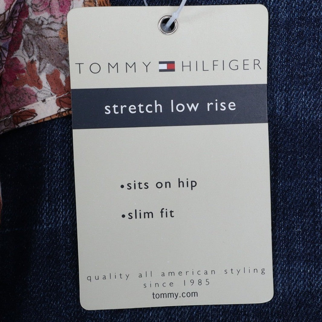 Tommy Hilfiger Jeans Womens 10 Y2K Blue Stretch Low Rise Slim Floral Belt C789 - take2supply