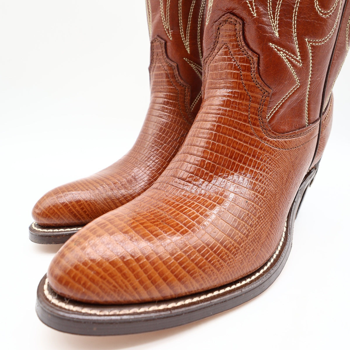 Laredo Vintage 90s Western Cowboy Boots Womens 6 B Brown Lizard Print NWT Box - take2supply