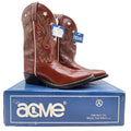 Acme Western Boots Childs 1 D Brown Star Inlay Leather New In Box Vintage Style - take2supply