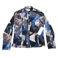 Erin London Women Medium Full Zip Jacket Blue Grey Abstract Grid Search 96455 - take2supply