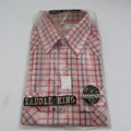 Saddle King Western Shirt Mens 15.5 Vintage Deadstock Red Plaid Pearl Snap USA - take2supply