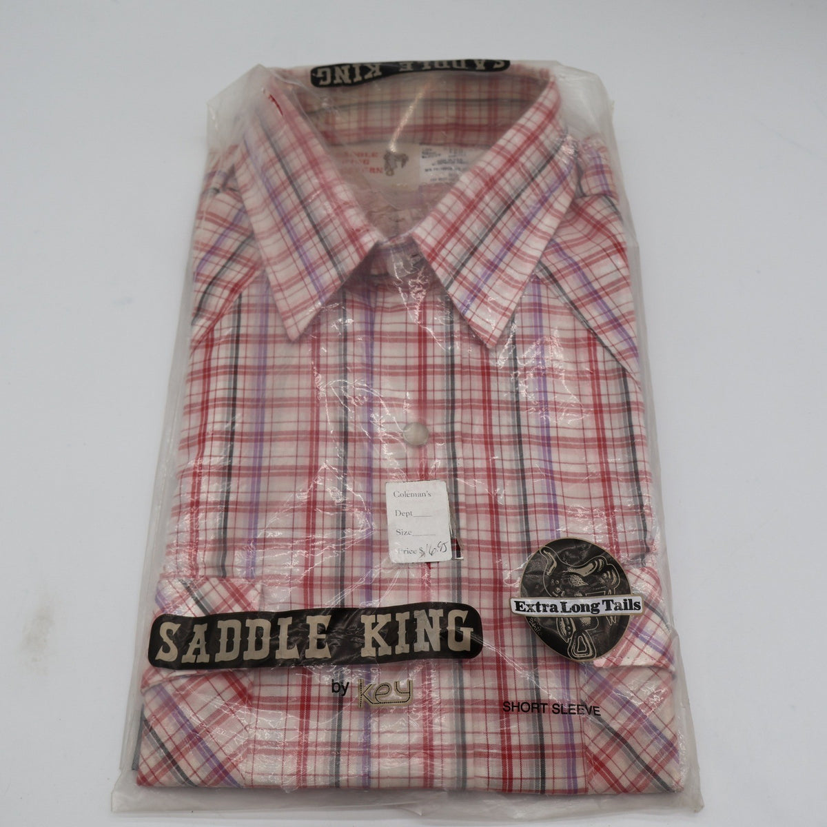 Saddle King Western Shirt Mens 15.5 Vintage Deadstock Red Plaid Pearl Snap USA - take2supply