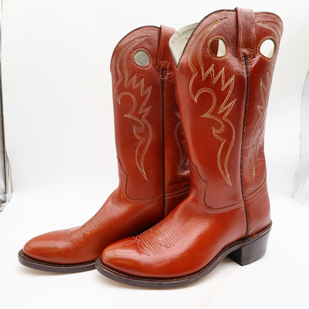 Acme Vintage Western Cowboy Boots Mens 9.5 D Cognac Leather New - take2supply