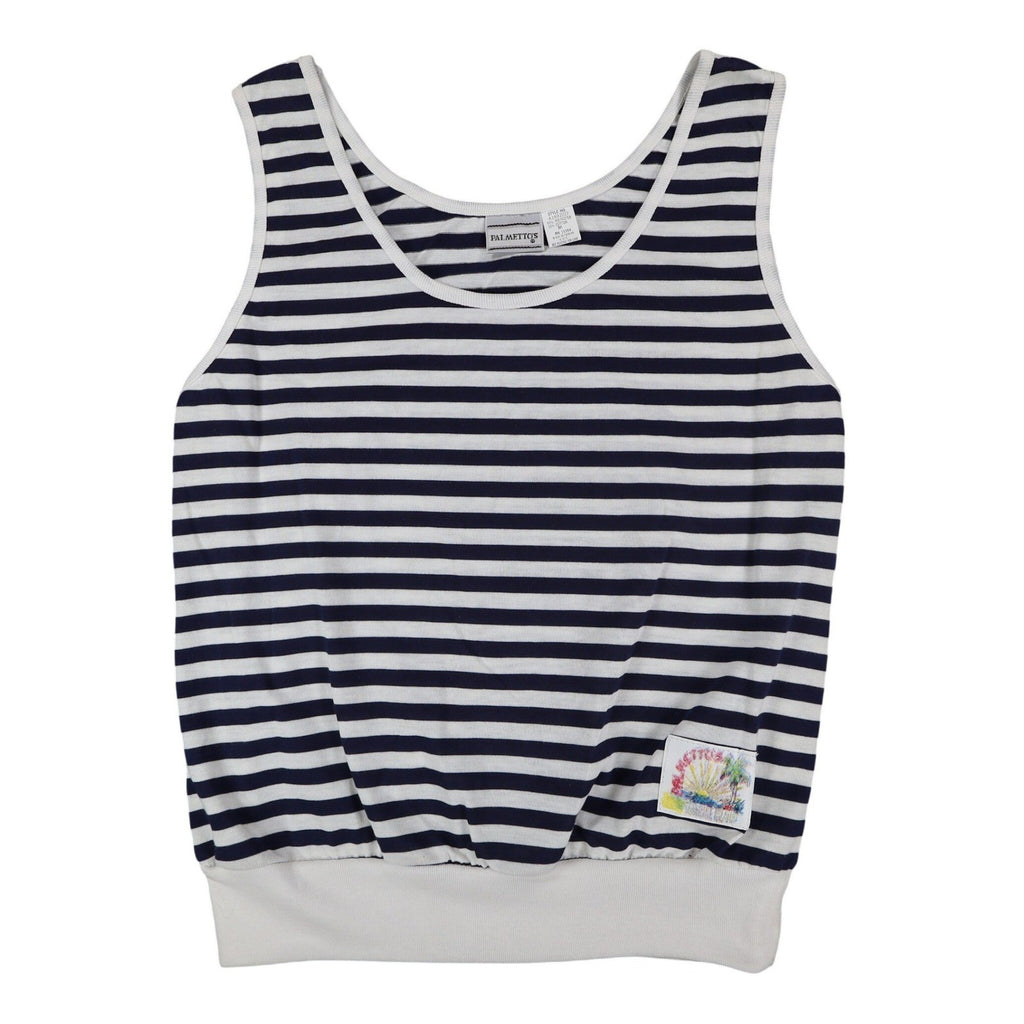 Palmetto's Striped Tank Top Womens Medium Vintage Deadstock Navy White A1992227 - take2supply