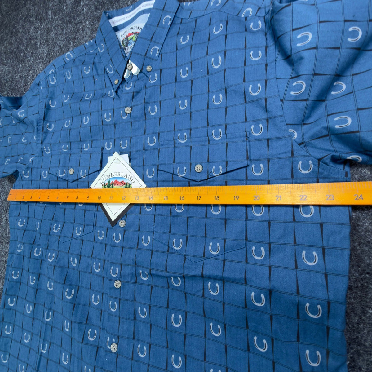 Cumberland Outfitters Y2K Western Shirt Mens L Blue Cotton Horseshoe NWT C455 - take2supply