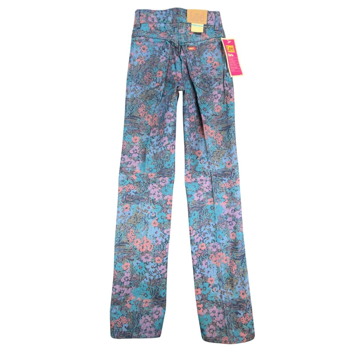Lee Vintage 90s Floral Tapestry Jeans Girls 12 Slim Blue Cotton Deadstock NWT - take2supply