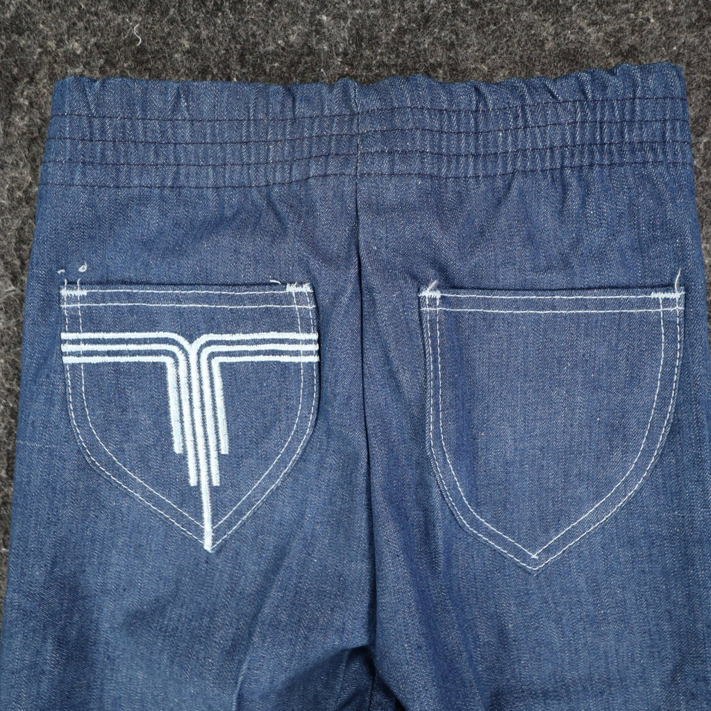 Vintage Young Maverick Jeans Boys 10 Blue Flare Elastic Waist Embroidered NWT - take2supply
