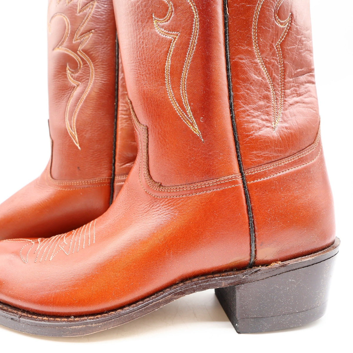 Acme Vintage Western Cowboy Boots Mens 9.5 D Cognac Leather New - take2supply