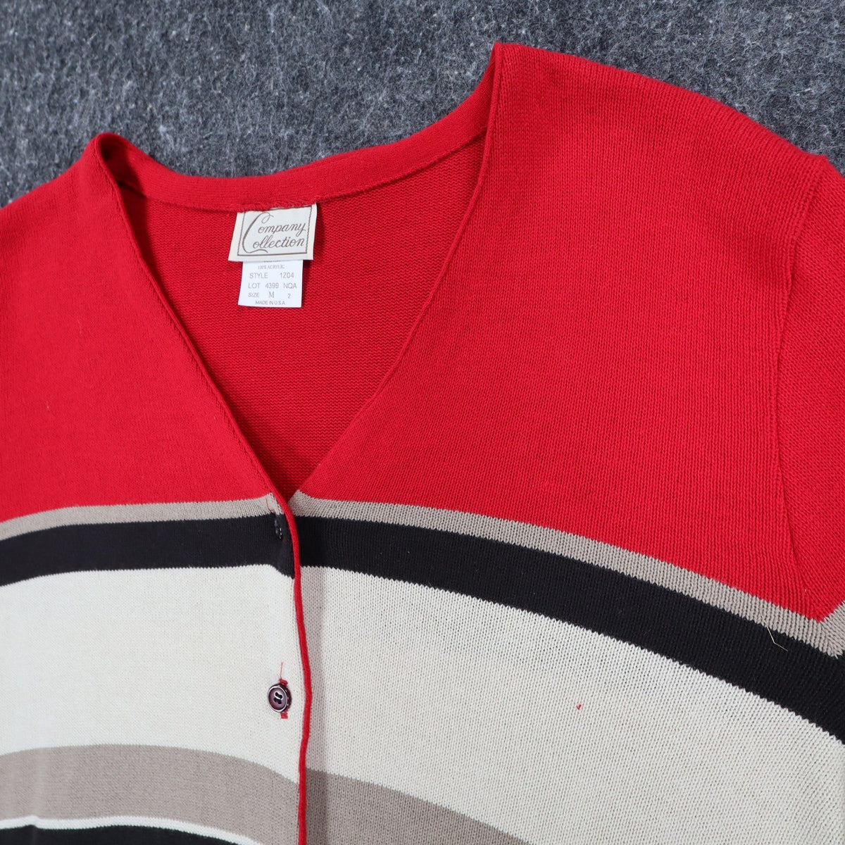 Company Collection Sweater Set Womens M Red Black Striped Cardigan Top USA NWT - take2supply
