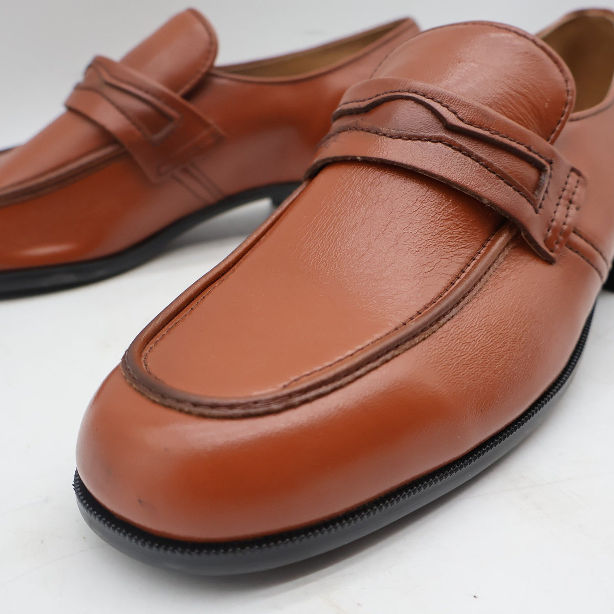 Barclay Penny Loafers Mens 8.5 D Vintage Brown Leather Moc Toe Made in USA - take2supply