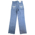 Young Maverick Girls 10 Blue Cotton Blend Straight Leg Embroidered Jeans - take2supply