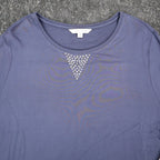 Erin London Top Womens XL Blue Rhinestone Balloon Sleeve French Terry New 15223 - take2supply