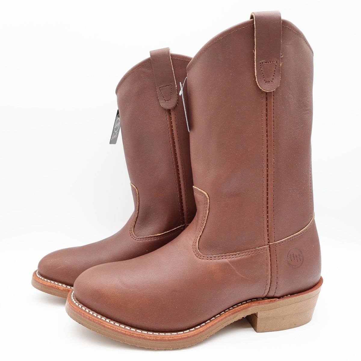 Double-H 2555 Brown Ranch Wellington Boots Mens 8.5 E Leather Made in USA NWT - take2supply