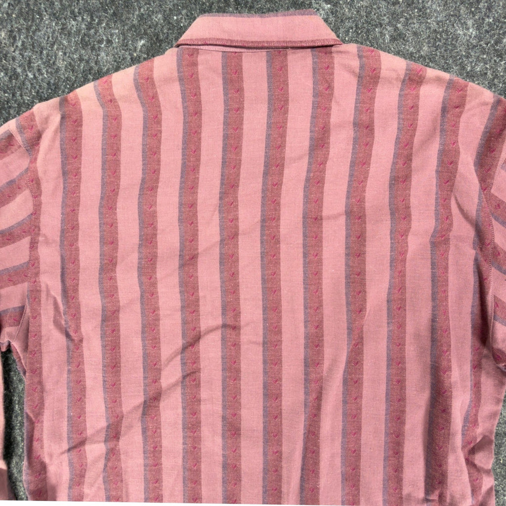 Bill Blass Vintage 80s Striped Button Down Shirt Womens 10 Fuchsia Cotton NWT - take2supply