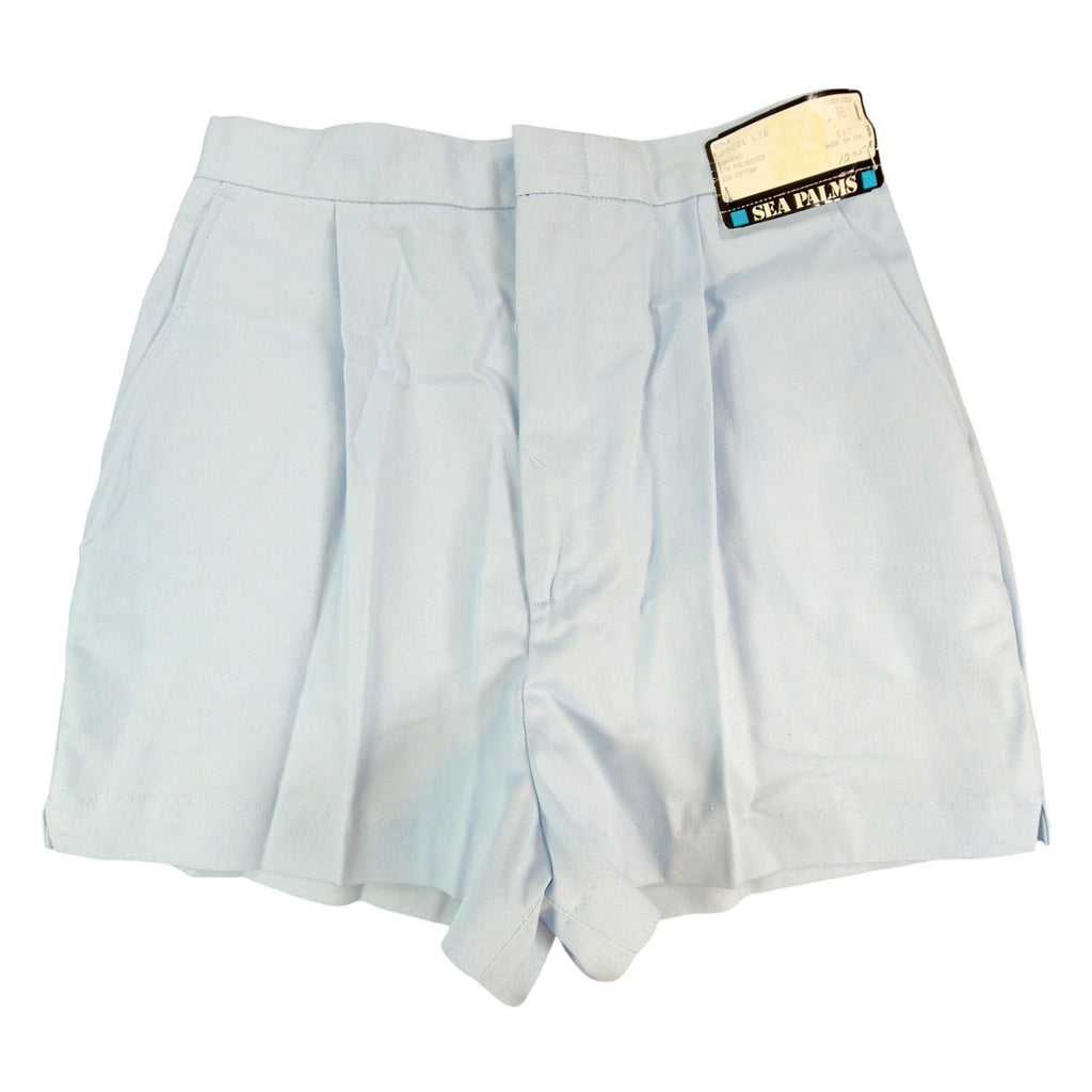 Sea Palms Shorts Womens 9/10 Blue Cotton Blend Pleated High Waist Vintage 80s - take2supply