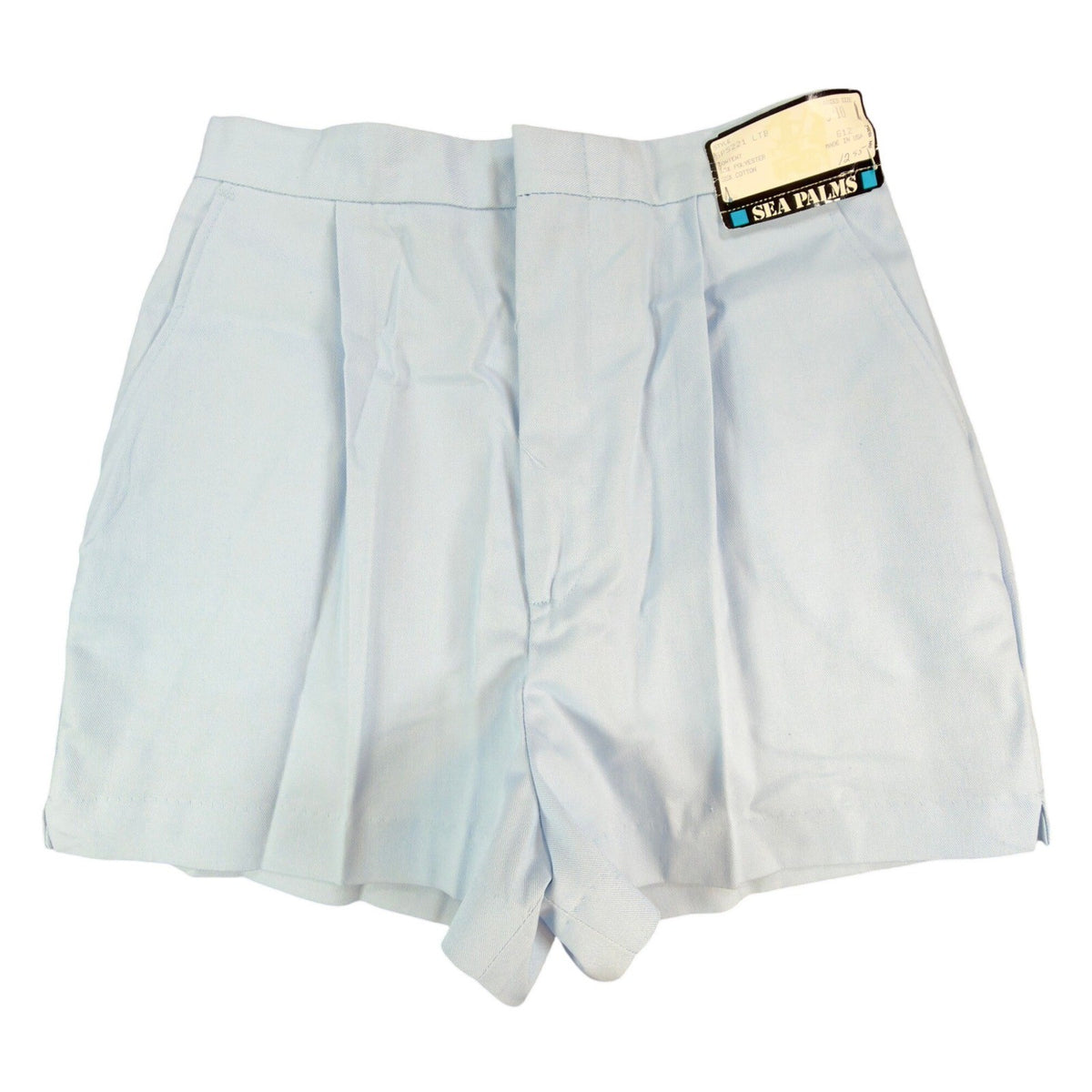 Sea Palms Shorts Womens 9/10 Blue Cotton Blend Pleated High Waist Vintage 80s - take2supply