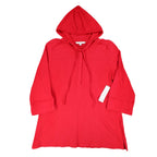 Erin London Womens S Red Cotton Hooded Pullover 3/4 Sleeve Top NWT - take2supply