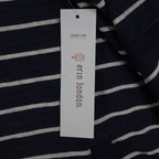 Erin London Womens L Navy White Striped Zip Hoodie Bell Sleeve Pockets NWT - take2supply