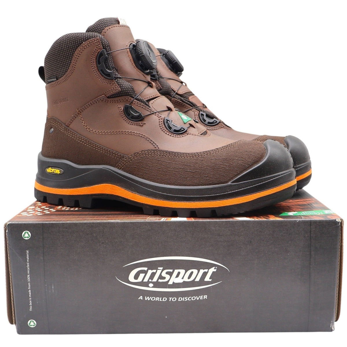 Grisport Atlantic Safety Wear BOA Wolf Boots Mens 10 Brown Leather Waterproof EH - take2supply