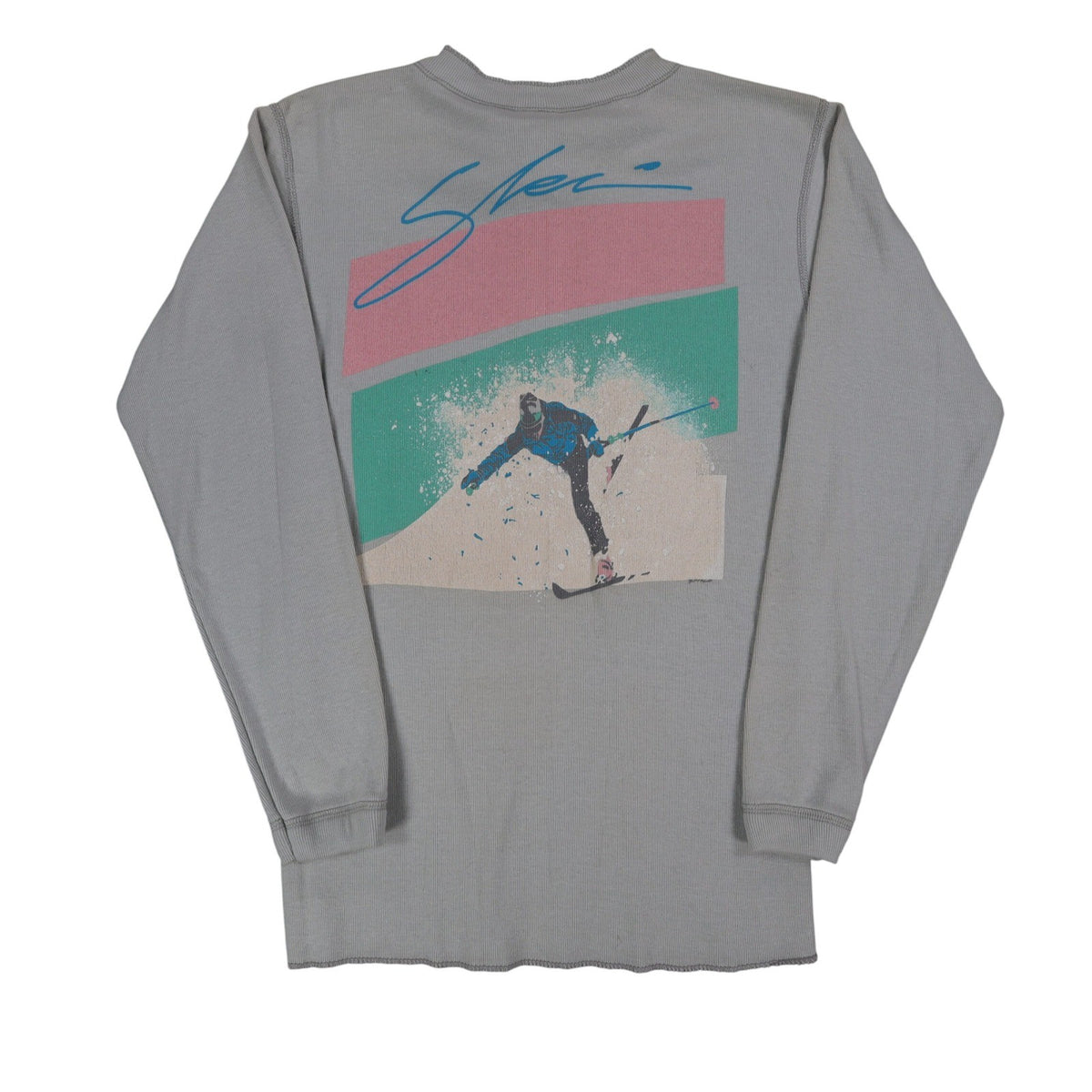 Buffalo Shirts Henley Men S Gray Long Sleeve Skier Graphic Thermal Made in USA - take2supply