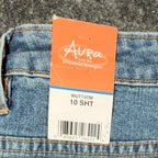 Wrangler Aura Jeans 10 SHT Blue Denim Instantly Slimming Straight Leg NWT - take2supply