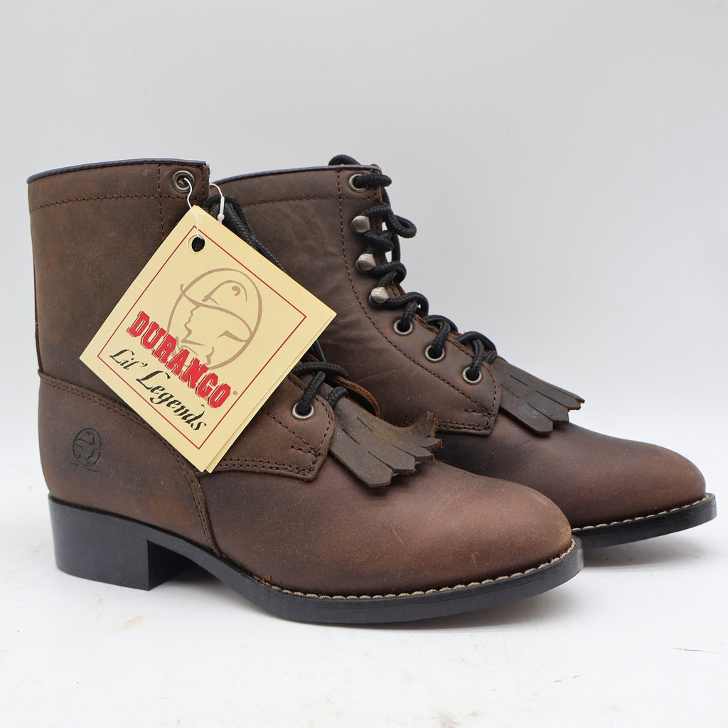 Durango Lil Legends Kids 13.5 Tan Leather Lace Roper Boots Vintage Deadstock NWT - take2supply