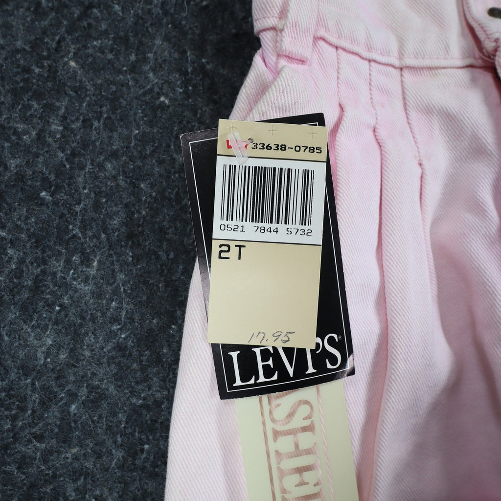 Levi's Denim Shorts Toddler 2T Vintage 90s Pink Cotton Pleated 900 Series USA - take2supply