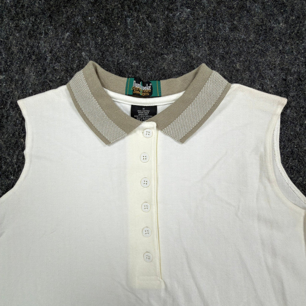Dunbrooke Vintage Sleeveless Polo Shirt Women M Ivory Cotton New Made in USA - take2supply