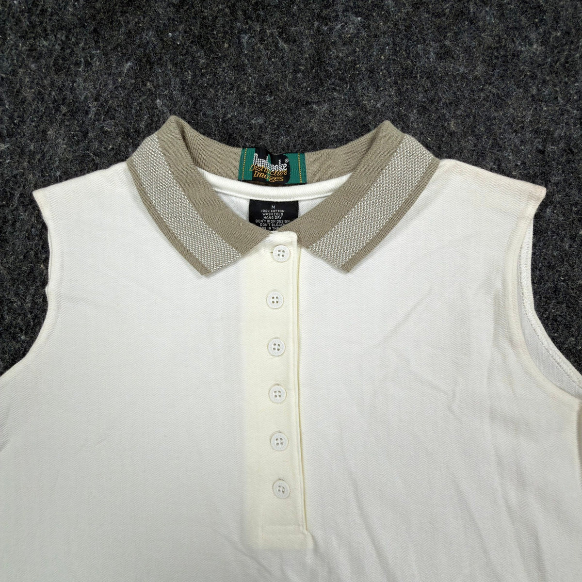 Dunbrooke Vintage Sleeveless Polo Shirt Women M Ivory Cotton New Made in USA - take2supply