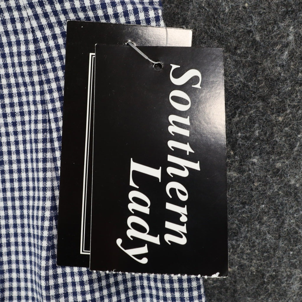 Southern Lady Gingham Pants Womens 8 Navy Blue White Check Stretch High Rise NEW - take2supply