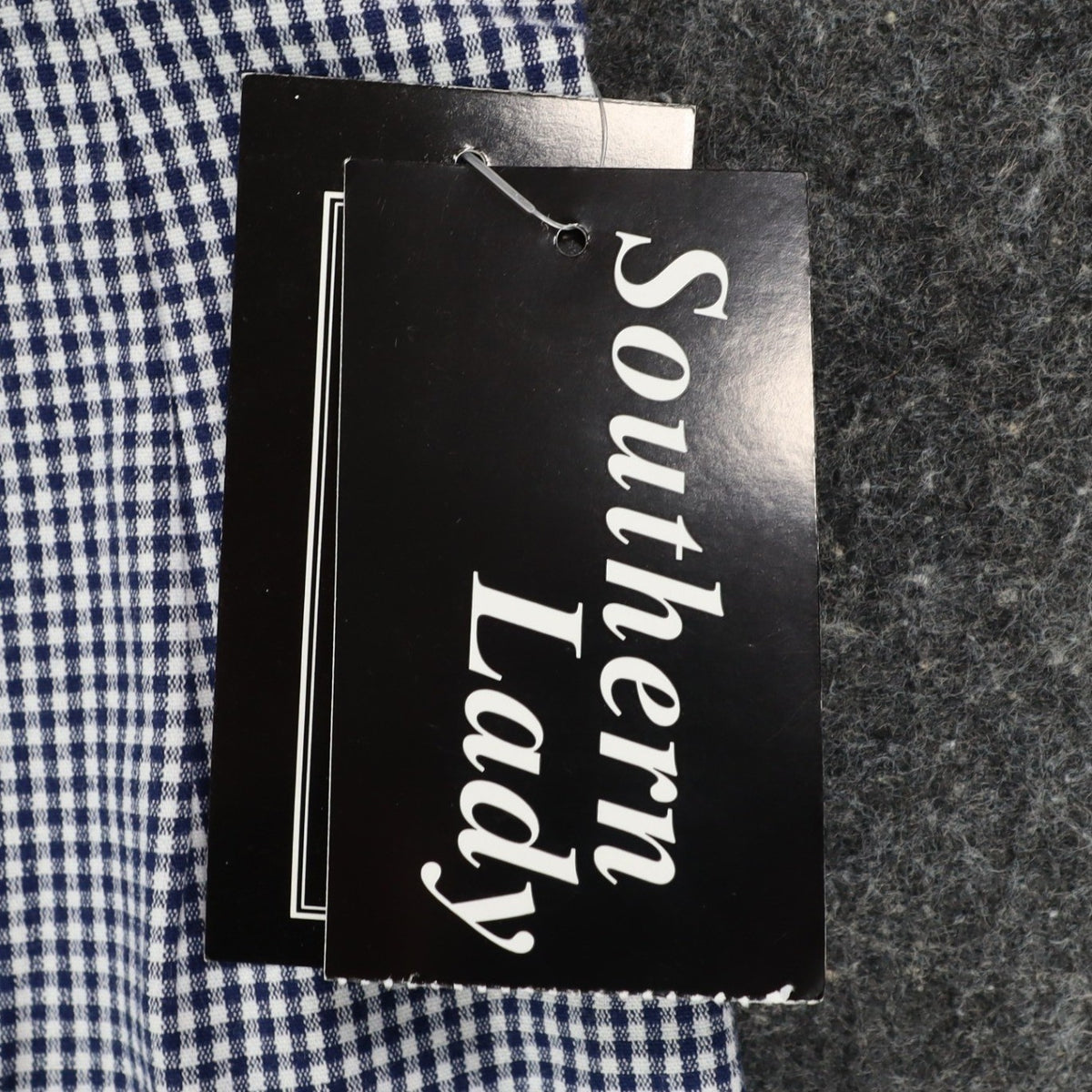 Southern Lady Gingham Pants Womens 8 Navy Blue White Check Stretch High Rise NEW - take2supply