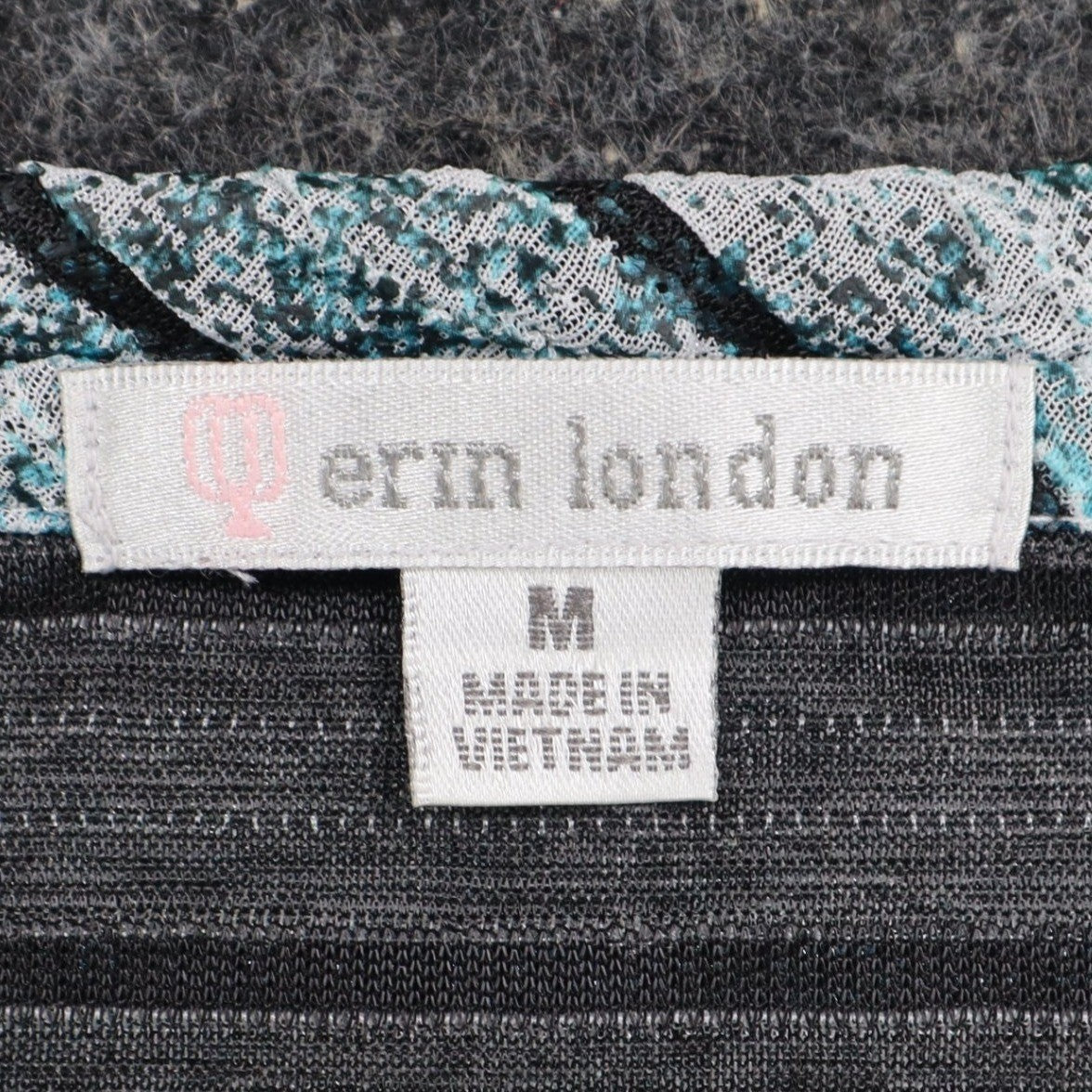 Erin London Top Womens Medium NWT Blue Grey Striped Textured Long Sleeve 78229 - take2supply