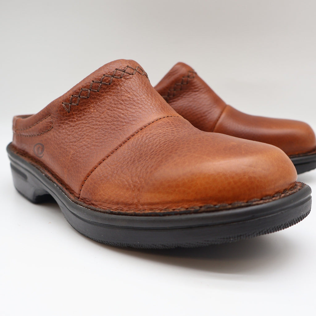 Dexter Escapes Mules Womens 6.5 Vintage Cognac Grained Leather Slip On Clogs - take2supply