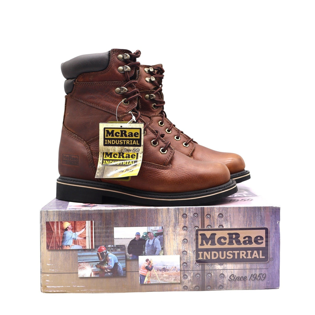 McRae Industrial Work Boots Mens 9 Brown Leather 8in Lace Up NST EH MR88122 - take2supply