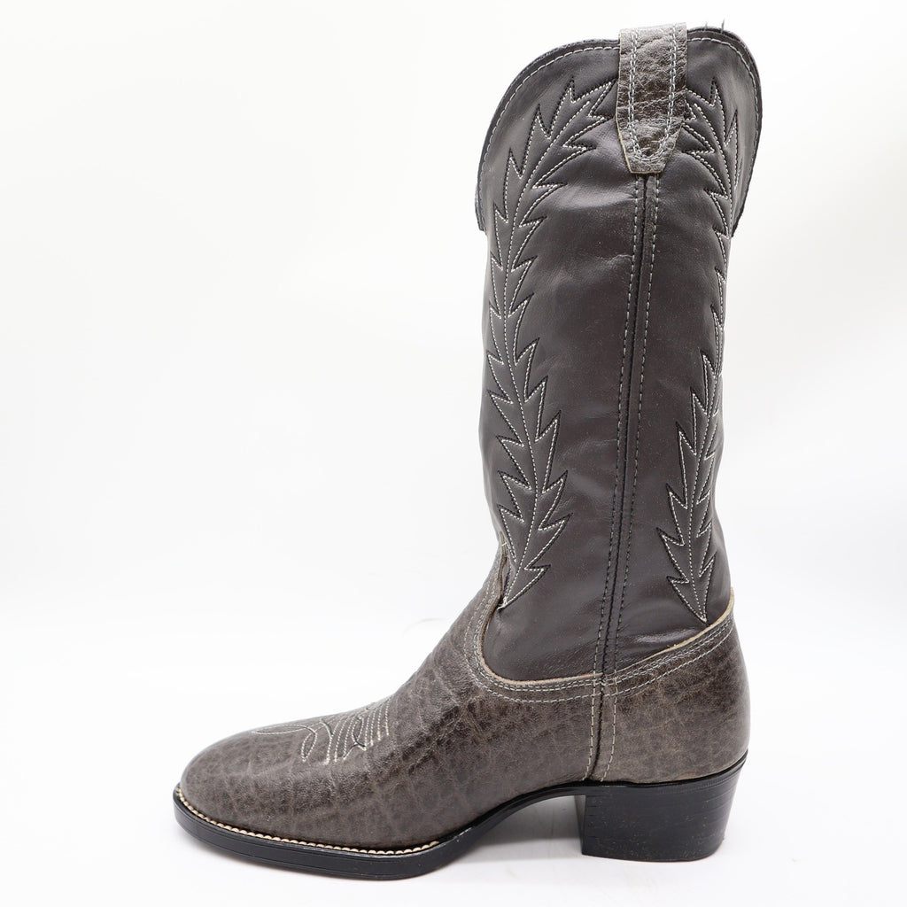 Acme 80s Western Boots Youth 3.5 D Grey Elephant Print Leather NIB 2395 Vintage - take2supply