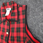 Lucia Plaid Vest Womens 14 Vintage 90s Red Tartan Gold Button Made in USA NWT - take2supply