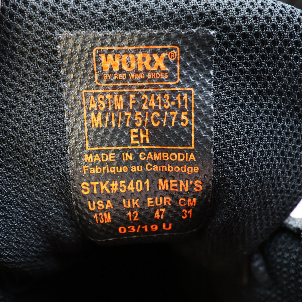 Worx by Red Wing Shoes 5401 Steel Toe Work Boots Mens 13 Black Orange Excellent - take2supply