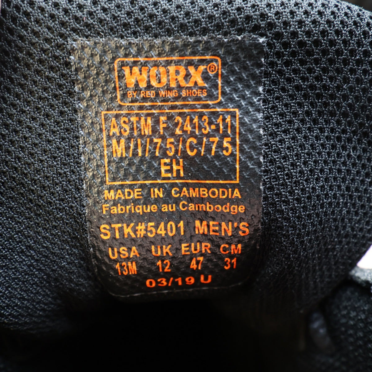 Worx by Red Wing Shoes 5401 Steel Toe Work Boots Mens 13 Black Orange Excellent - take2supply
