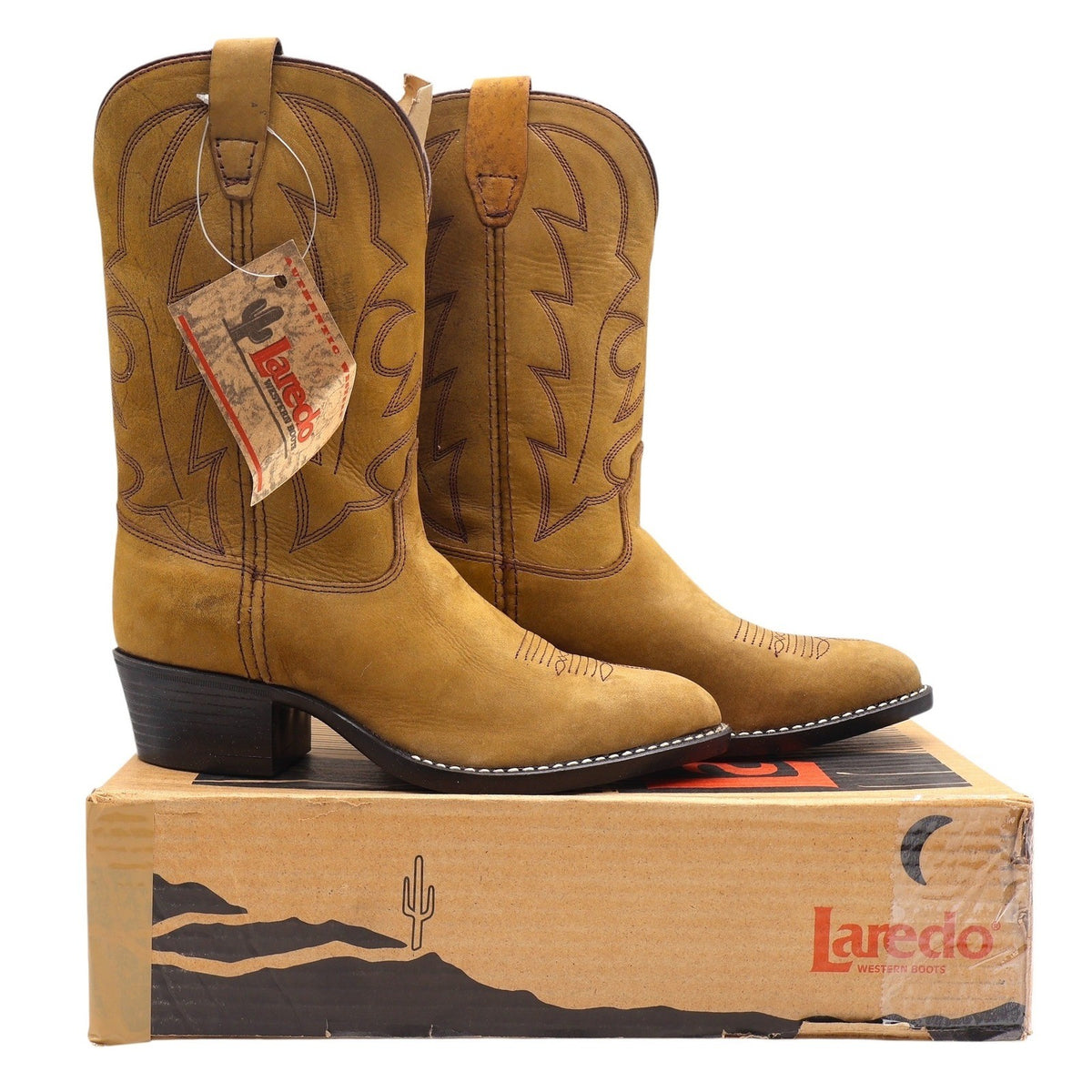 Laredo Western Boots Kids 4.5 D Vintage Tan Leather Deadstock 28-2240 - take2supply